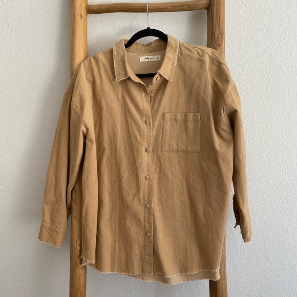 Molly Green brown corduroy oversized long sleeves button up - small - Picture 1 of 8